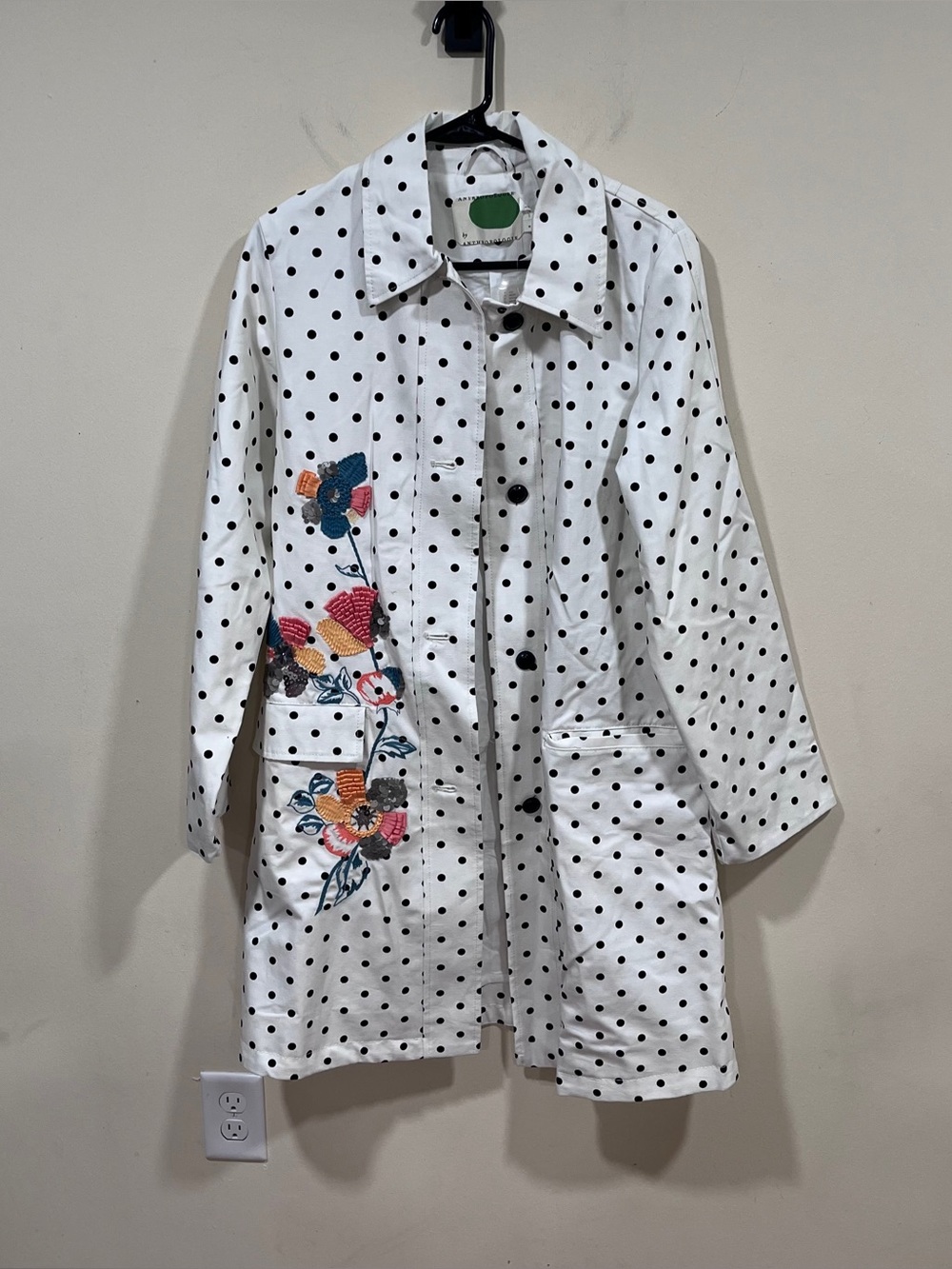 NWT ANTHROPOLOGIE Polka Dot Embroidered Trench size small - Picture 2 of 7